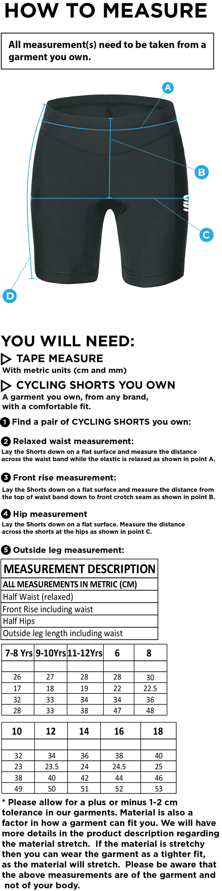 Elsecar CC - Dual Cycling Short - Navy - Women's Fit - Size Guide